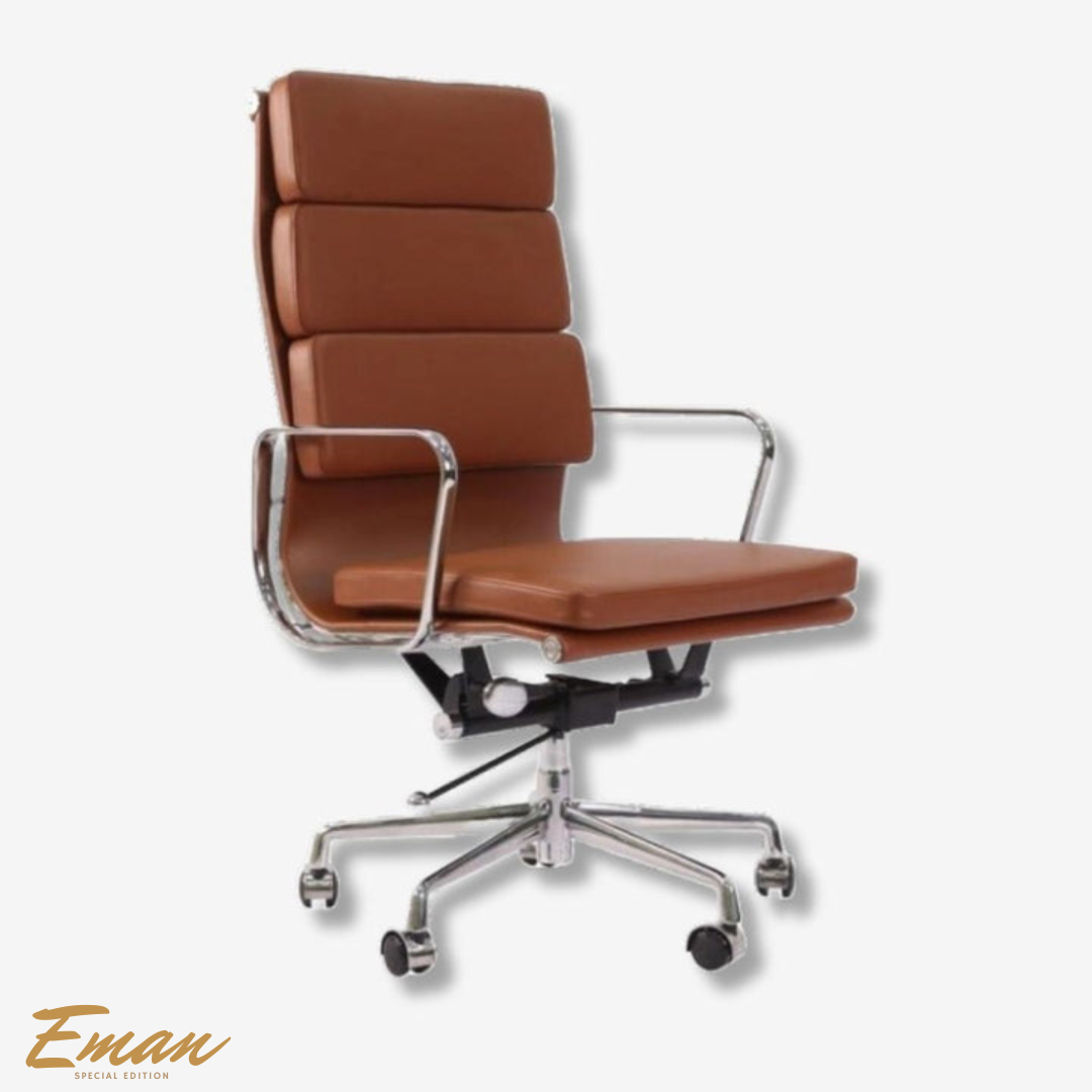 my-house-of-furniture-eames-office-chair-219-tan-brown-front Eames office chair high back soft pad 219 in tan brown leather from My House of Furniture