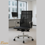 Black Mesh Office Chair – Ergonomic High Back with Chromed Aluminum Frame - Image 2