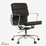 Side view of black soft pad low back EA217 executive office chair