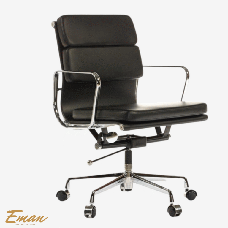 Side view of black soft pad low back EA217 executive office chair
