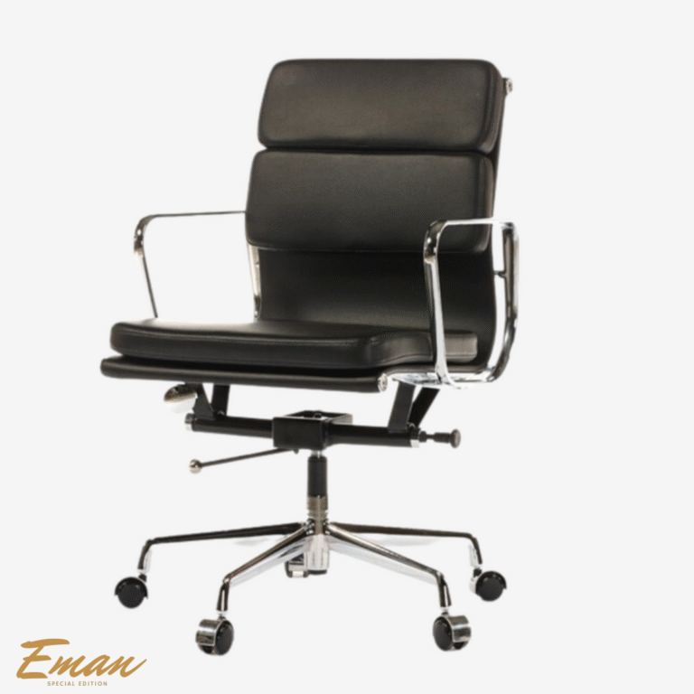 Black executive office chair soft pad low back EA217 front view