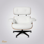 Classic Charles and Ray Eames Lounge Chair and Ottoman Replica – White Leather with Rosewood, Chrome or Black Base - Image 2