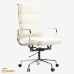 Armchair Office Chair – Eames Style Soft Pad High Back 219 White - Image 2