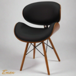 Retro Style DSW Faux Eiffel black dining chair Walnut Finish - Image 3
