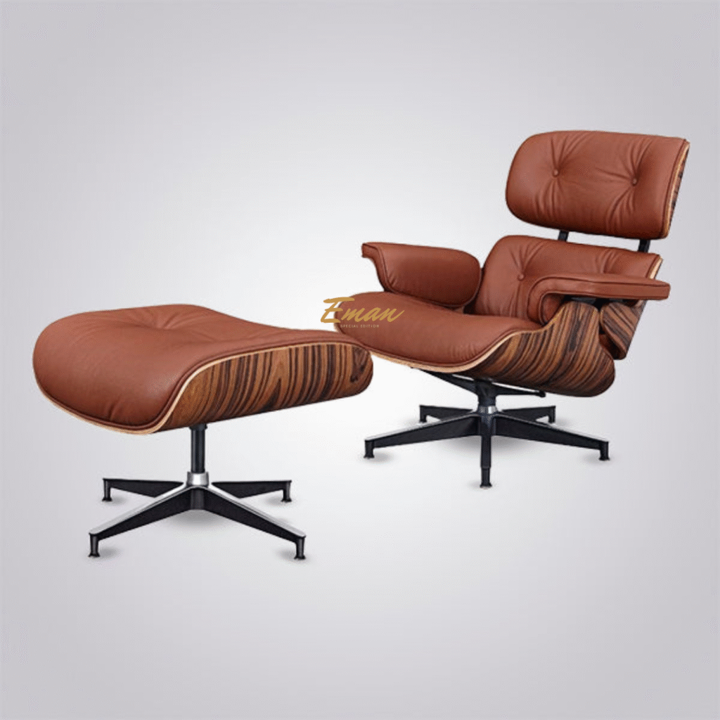 Tan Brown Eames Chair Lounge Chair Replica with Chrome Base