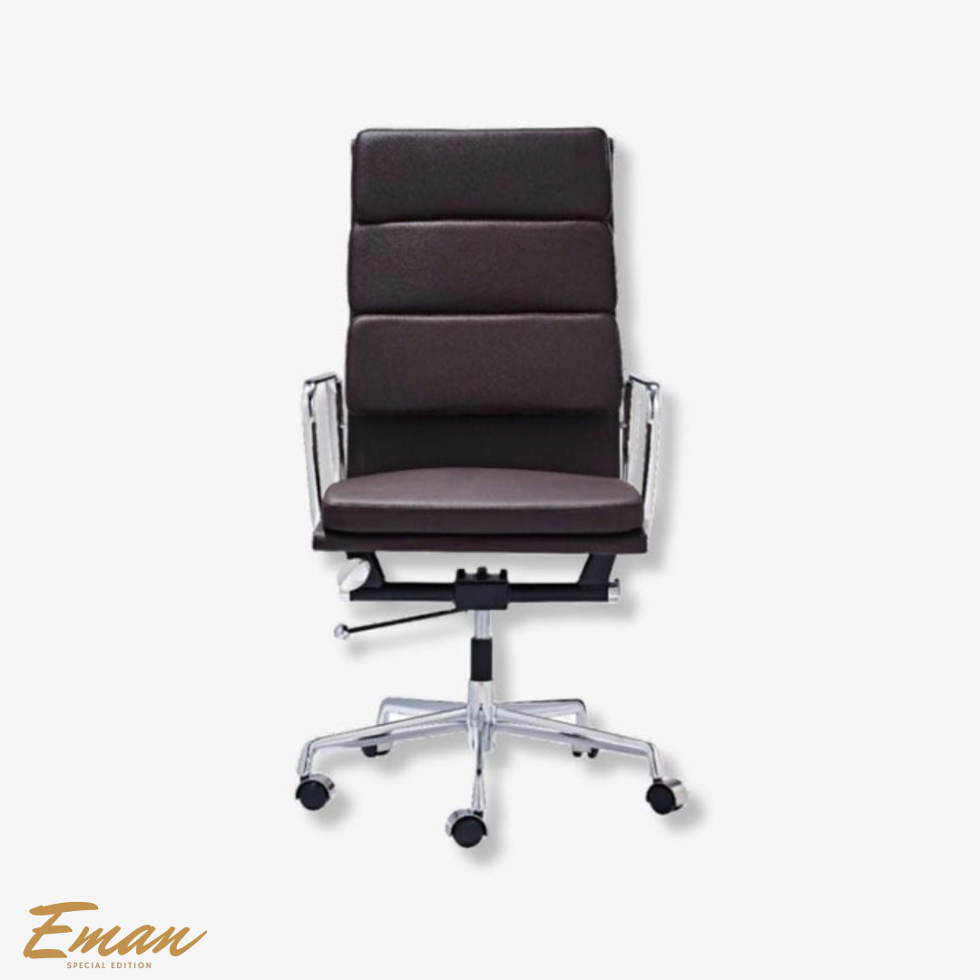 my-house-of-furniture-armchair-office-chair-219-brown-front Armchair office chair high back soft pad 219 in brown leather from My House of Furniture