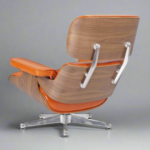 Close-up of Camel Brown Waxed Leather on Charles Eames Deluxe Lounge Chair