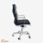 Premium brown leather armchair office chair with soft pad design