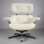 High-Quality Charles Eames Lounge Chair and Ottoman – Premium Ivory White Leather, Walnut Wood - Image 3