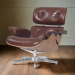 Premium Replica Eames Lounge Chair and Ottoman – Waxy Chocolate Polished Leather with Walnut Wood - Image 4