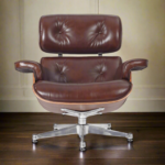 Premium Replica Eames Lounge Chair and Ottoman – Waxy Chocolate Polished Leather with Walnut Wood - Image 2