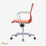 Eames Style Ribbed Thin Pad Desk Chair EA 117 – Orange Leather Low Back Replica - Image 2