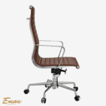 Charles Eames Office Chair Brown – High Back Leather Replica - Image 2
