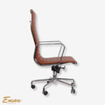 Eames High Back Office Chair Replica – Tan Brown Leather - Image 2