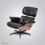 Reproduction Eames Lounge Chair & Ottoman – Black Leather & Normal Base - Image 2