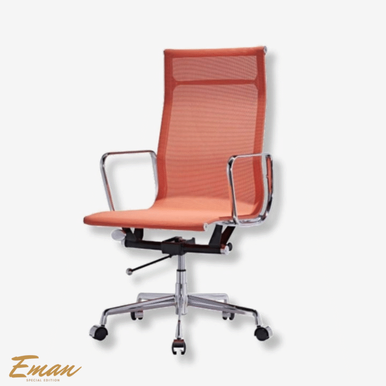 Looking for office chairs UK that offer both comfort and style? The Eames Management EA119 Mesh Office Chair Replica in Orange is the perfect blend of ergonomic design and modern aesthetics. Built with a durable chromed aluminum frame and breathable mesh weave, this high-back office chair supports long hours of work while enhancing your office decor.